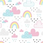Papel de Parede Infantil Nuvens e Arco-íris