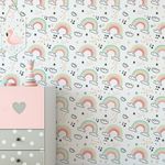 Papel de Parede Infantil Nuvens e Arco-íris Delicados