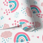 Papel de Parede Infantil Arco-íris Rosa Delicados