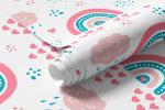 Papel de Parede Infantil Arco-íris Rosa Delicados