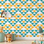 Papel de Parede Triângulos Azul e Amarelo