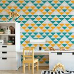 Papel de Parede Triângulos Azul e Amarelo