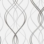 Papel de Parede Linhas Onduladas (Preto e Branco)