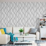 Papel de Parede Linhas Onduladas (Cinza Claro)