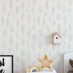 Papel de Parede com Galhos Delicados (Bege)