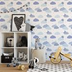 Papel de Parede Estrelas e Nuvens (Azul)