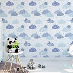 Papel de Parede Estrelas e Nuvens (Azul)