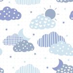 Papel de Parede Estrelas e Nuvens (Azul)