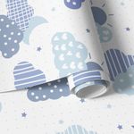 Papel de Parede Estrelas e Nuvens (Azul)