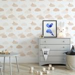 Papel de Parede Estrelas e Nuvens (Bege)