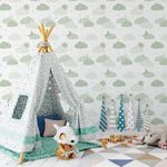 Papel de Parede Estrelas e Nuvens (Verde)