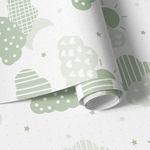 Papel de Parede Estrelas e Nuvens (Verde)