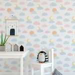 Papel de Parede Infantil com Nuvens Coloridas