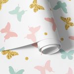 Papel de Parede Borboletas Douradas