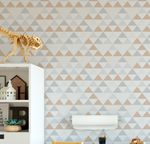 Papel de Parede Triângulos Cinza com Bege