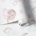 Papel de Parede Infantil com Nuvens com Luas