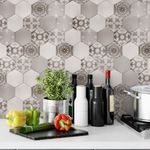 Papel de Parede Azulejos Hexagonal Bege