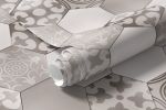 Papel de Parede Azulejos Hexagonal Bege