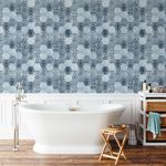 Papel de Parede Azulejos Hexagonal Azul