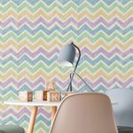 Papel de Parede Chevron Colorido Traço De Giz