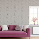 Papel de Parede Cinza com Listras Rose