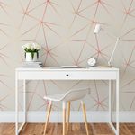 Papel de Parede Linhas Geométricas Gold Fundo Bege