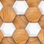 Papel de Parede hexágono de Madeira com Branco