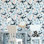 Papel de Parede Infantil com Baleias Azuis