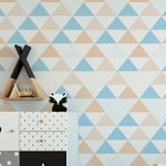Papel de Parede Triângulos Azul com Bege