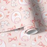 Papel de Parede Infantil Itens Rosas de Bebê