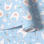 Papel de Parede Infantil Itens Azuis de Bebê