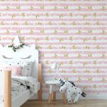 Papel de Parede Borboletas Douradas com Fundo Rosa