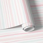 Papel de Parede Tons de Rosa e Verde com Listras Assimétricas