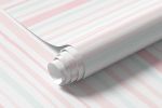 Papel de Parede Tons de Rosa e Verde com Listras Assimétricas