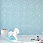 Papel de Parede Cortina de Bolinhas (Azul)