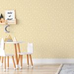 Papel de Parede Cortina de Bolinhas (Amarelo Claro)