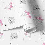 Papel de Parede Flores e Gatos