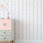 Papel de Parede Infantil Ramos Abstratos (Rosa Bebê)