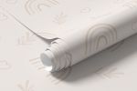 Papel de Parede Ramos e Nuvens (Tons de Bege)