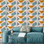 Papel de Parede Flores com Formas Abstratas Coloridas