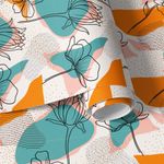 Papel de Parede Flores com Formas Abstratas Coloridas