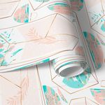 Papel de Parede Abstrato com Folha (Dourado e Azul)
