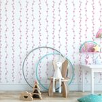 Papel de Parede Infantil Ramos Abstratos (Rosa Bebê)