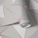 Papel de Parede Geométrico Rose Silver Tons de Cinza