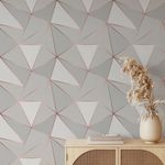 Papel de Parede Geométrico Rose Silver Tons de Cinza
