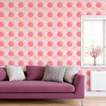 Papel de Parede Círculos Tons de Rosa com Dourado