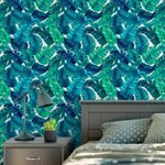 Papel de Parede Folhas Azul e Verde