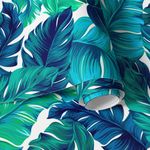 Papel de Parede Folhas Azul e Verde