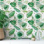 Papel de Parede Folhas com Hexágonos Dourados