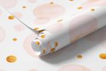 Papel de Parede Círculos Rosa Claro com Dourado